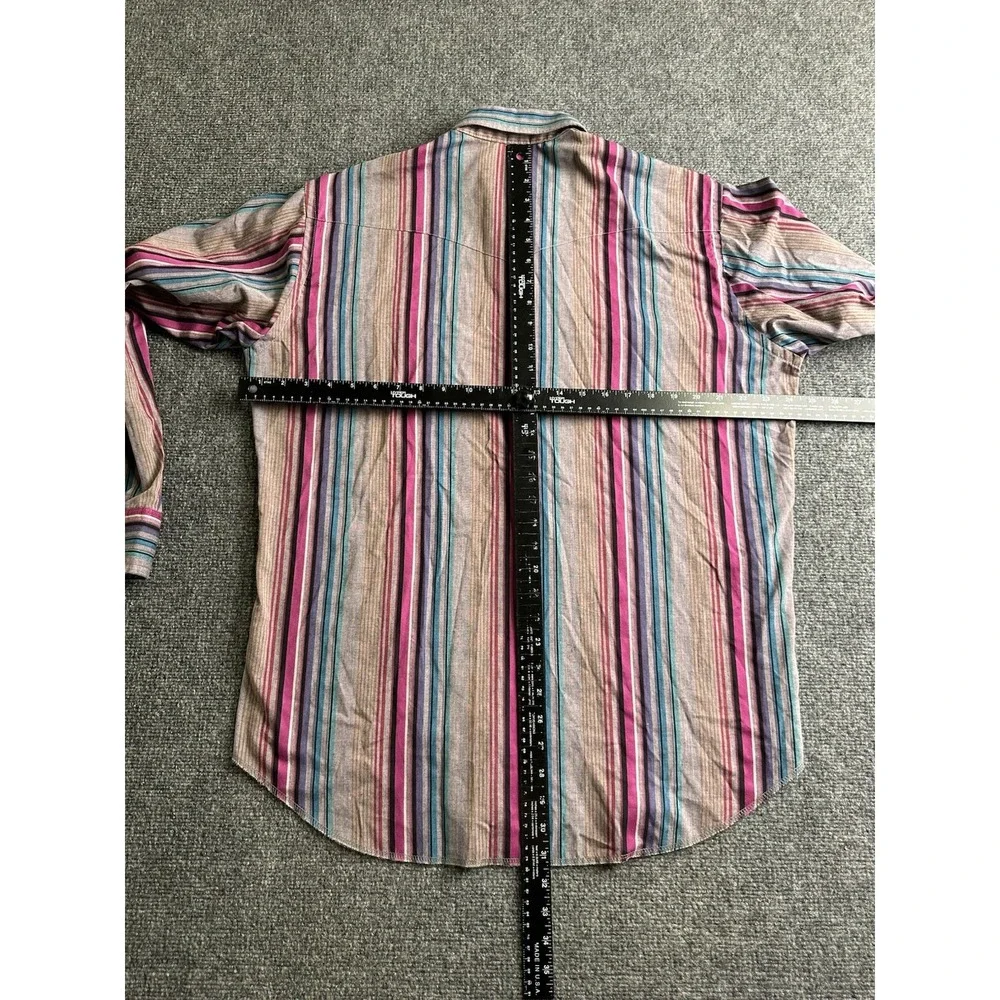 Mens Wrangler Cowboy Cut X-Long Tails Western Striped Shirt, Size XL